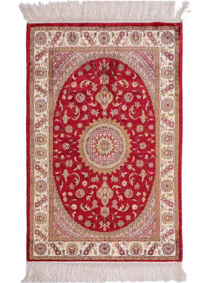 Silk Rug - Chinese Silk - 90 x 59 cm - red