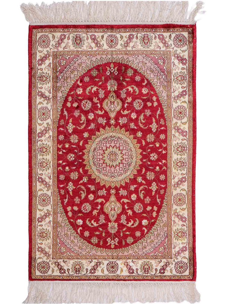 Silk Rug - Chinese Silk - 90 x 59 cm - red