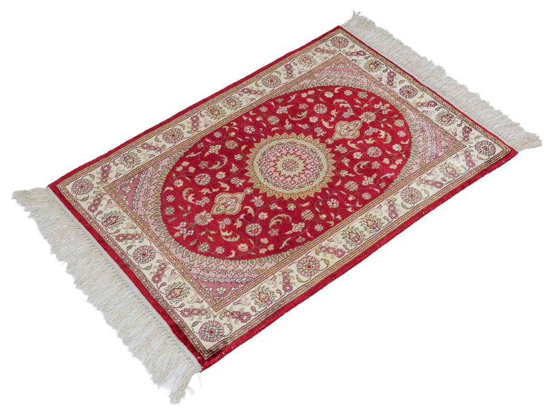 Silk Rug - Chinese Silk - 90 x 59 cm - red