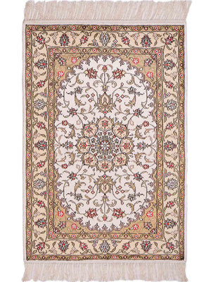 Silk Rug - Chinese Silk - 91 x 61 cm - beige