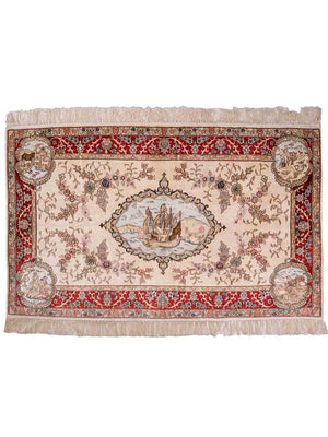 Silk Rug - Chinese Silk - 153 x 95 cm - light beige