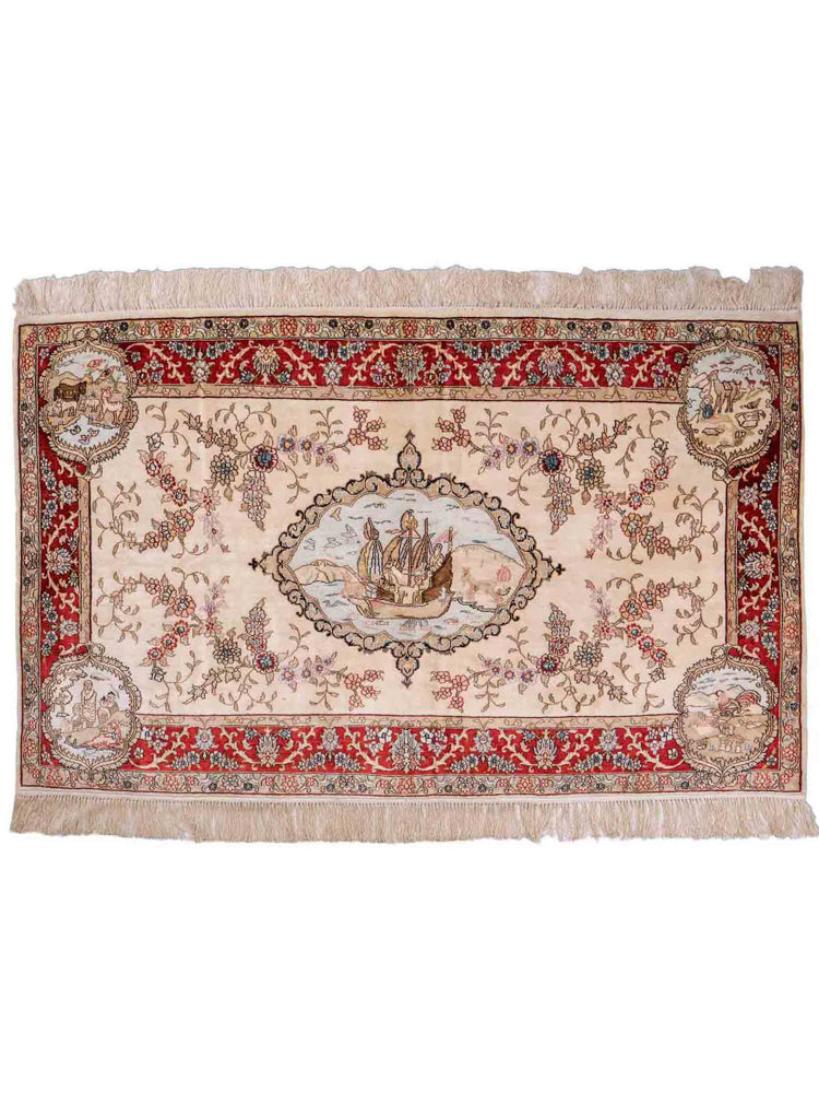 Silk Rug - Chinese Silk - 153 x 95 cm - light beige