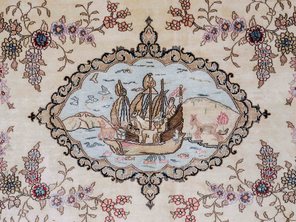 Silk Rug - Chinese Silk - 153 x 95 cm - light beige