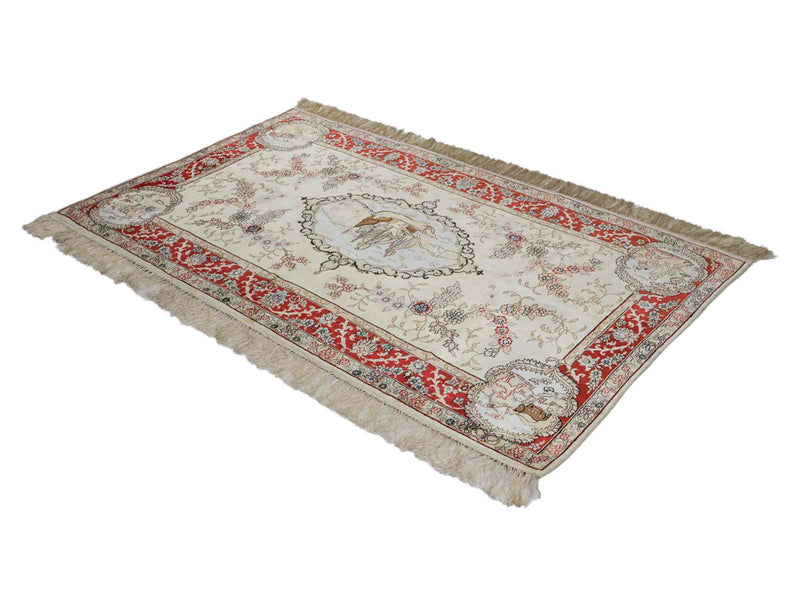 Silk Rug - Chinese Silk - 153 x 95 cm - light beige