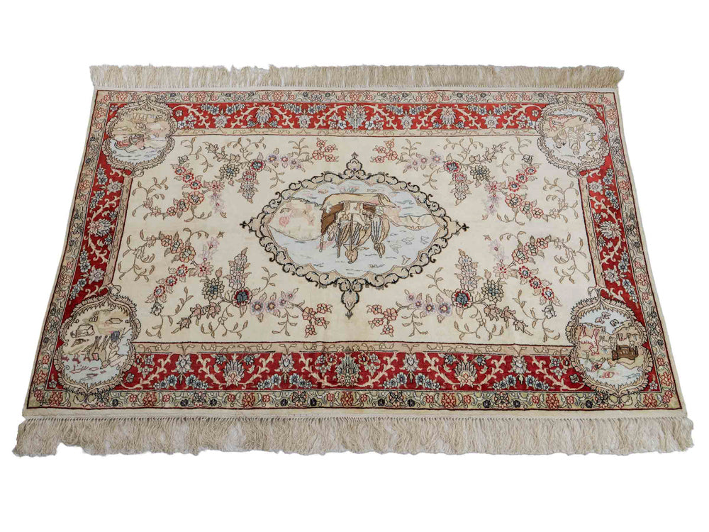 Silk Rug - Chinese Silk - 153 x 95 cm - light beige