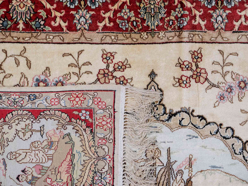 Silk Rug - Chinese Silk - 153 x 95 cm - light beige