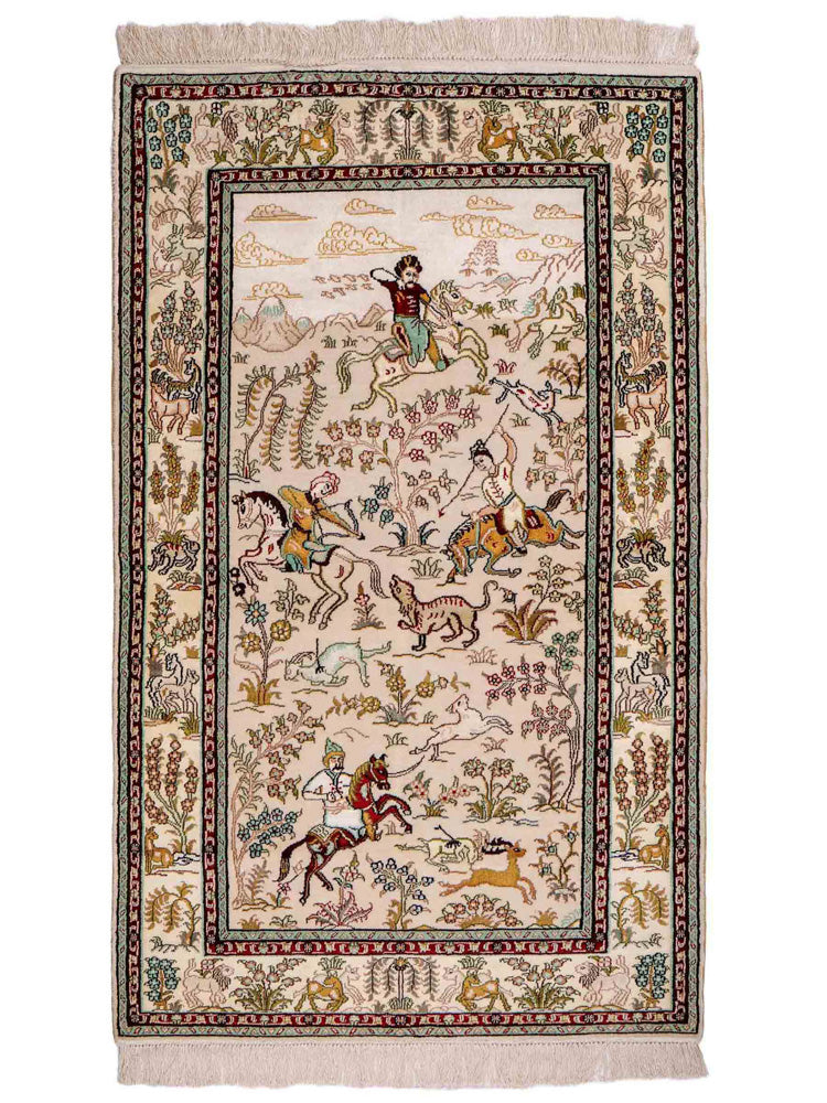 Silk Rug - Chinese Silk - 150 x 88 cm - beige