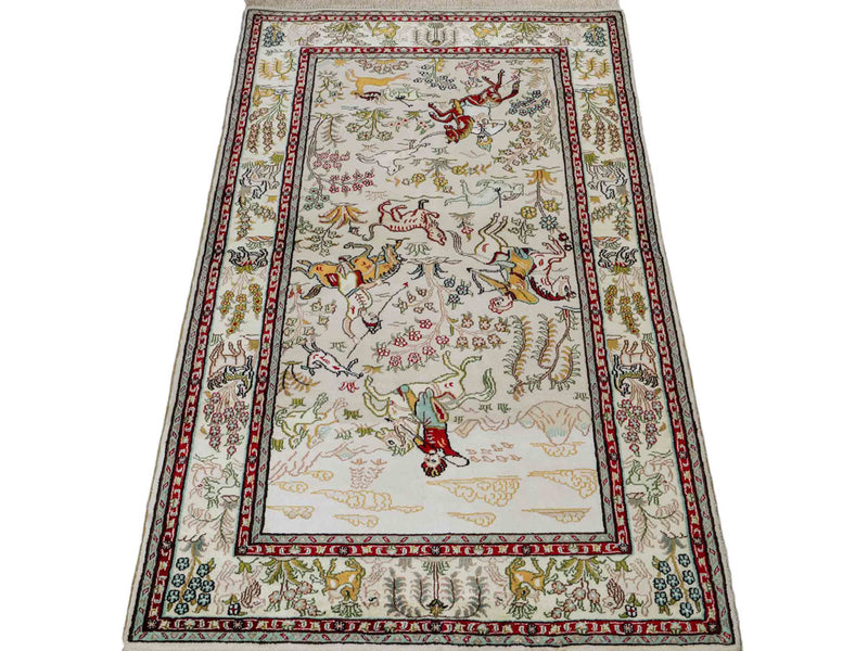 Silk Rug - Chinese Silk - 150 x 88 cm - beige