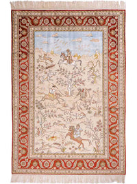 Silk Rug - Chinese Silk - 178 x 123 cm - beige