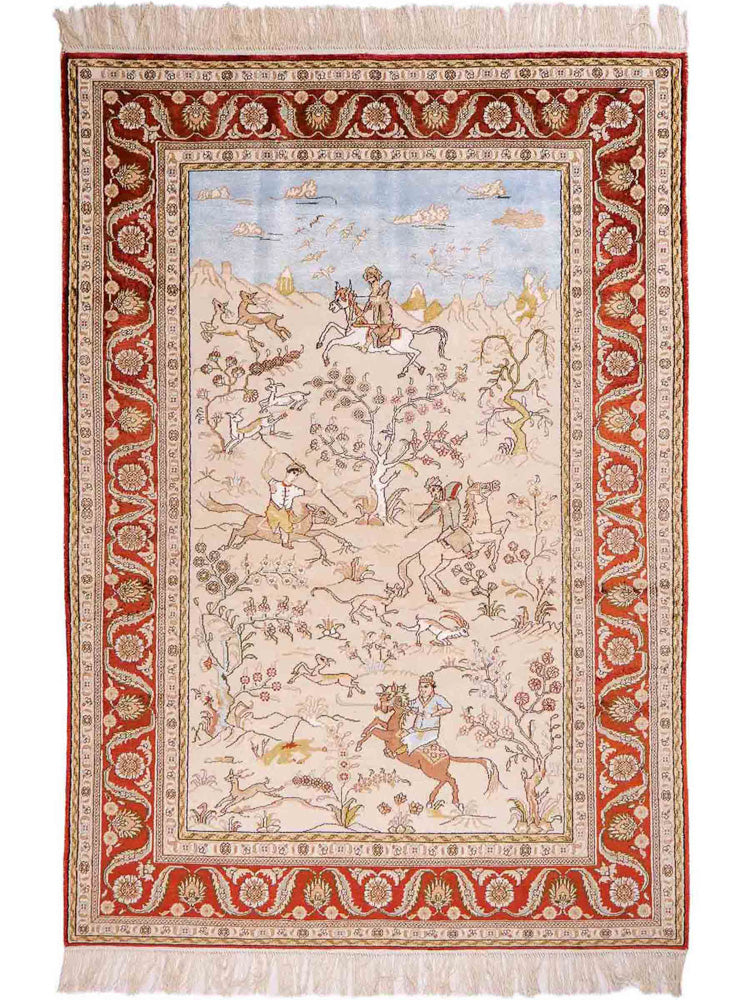 Silk Rug - Chinese Silk - 178 x 123 cm - beige