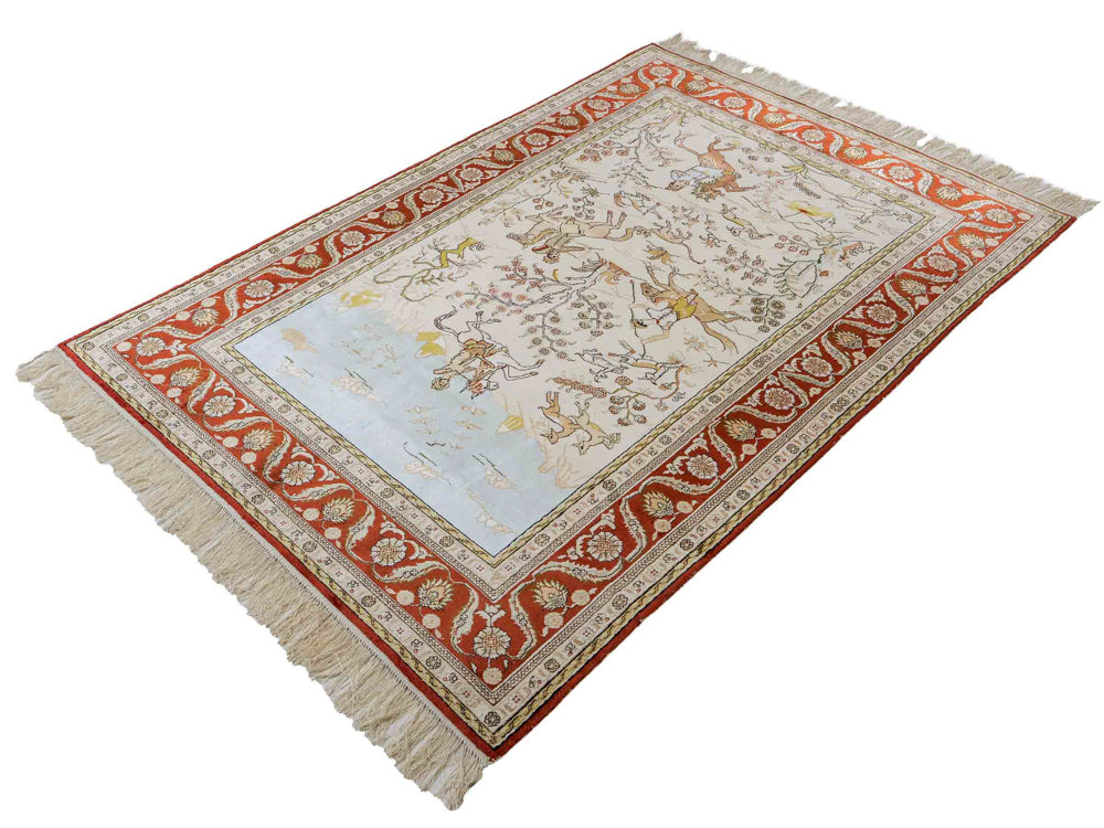 Silk Rug - Chinese Silk - 178 x 123 cm - beige