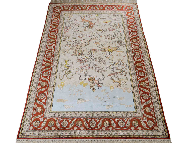 Silk Rug - Chinese Silk - 178 x 123 cm - beige