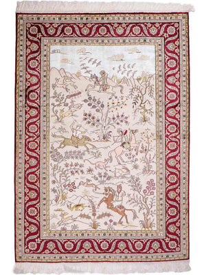 Silk Rug - Chinese Silk - 183 x 125 cm - beige