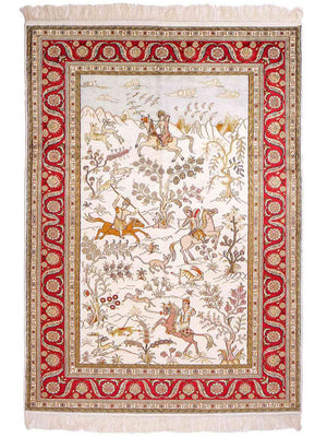 Silk Rug - Chinese Silk - 184 x 125 cm - beige