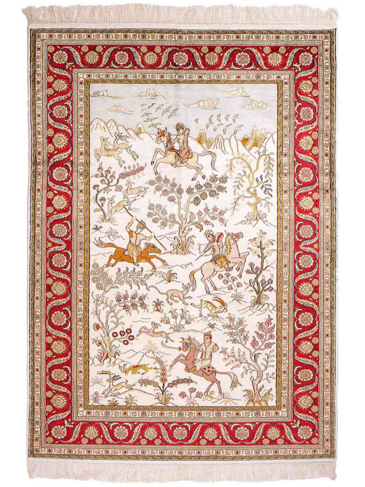 Silk Rug - Chinese Silk - 184 x 125 cm - beige