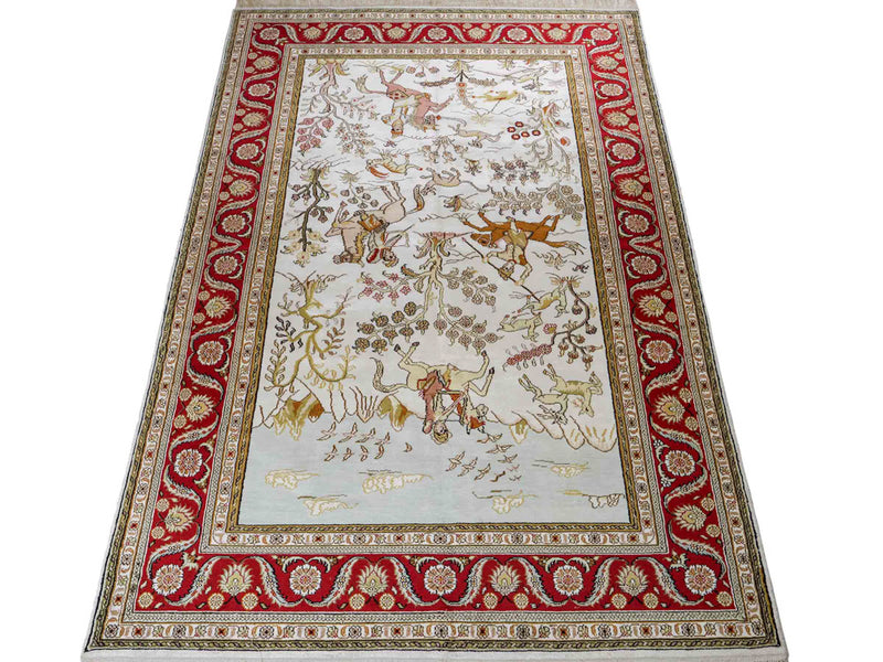 Silk Rug - Chinese Silk - 184 x 125 cm - beige