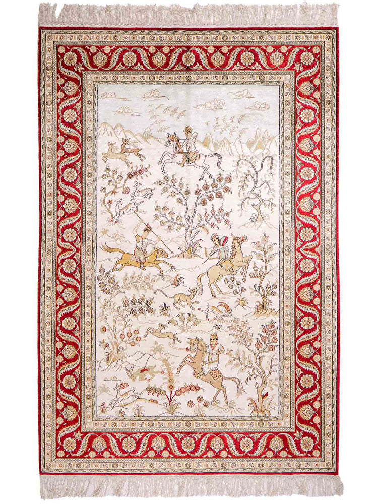 Silk Rug - Chinese Silk - 183 x 124 cm - beige