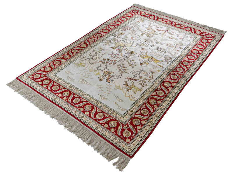 Silk Rug - Chinese Silk - 183 x 124 cm - beige