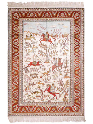 Silk Rug - Chinese Silk - 184 x 125 cm - beige