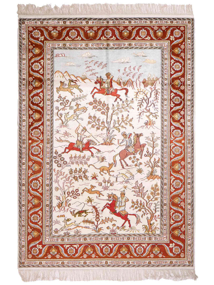 Silk Rug - Chinese Silk - 184 x 125 cm - beige