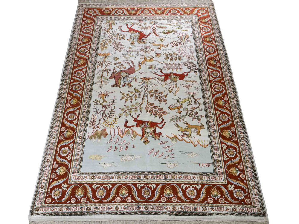 Silk Rug - Chinese Silk - 184 x 125 cm - beige