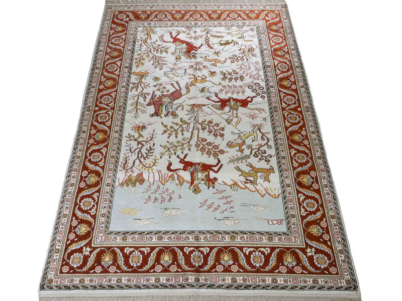 Silk Rug - Chinese Silk - 184 x 125 cm - beige
