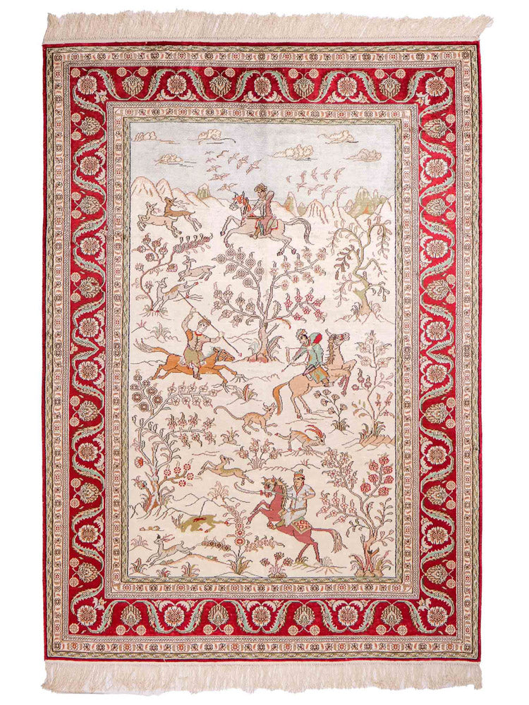 Silk Rug - Chinese Silk - 180 x 124 cm - beige
