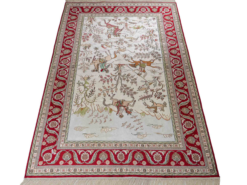 Silk Rug - Chinese Silk - 180 x 124 cm - beige