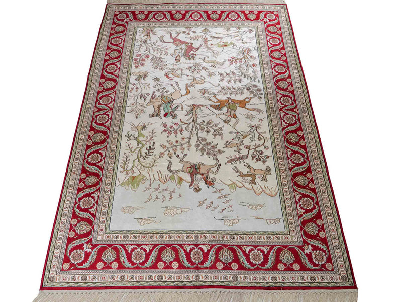 Silk Rug - Chinese Silk - 180 x 124 cm - beige