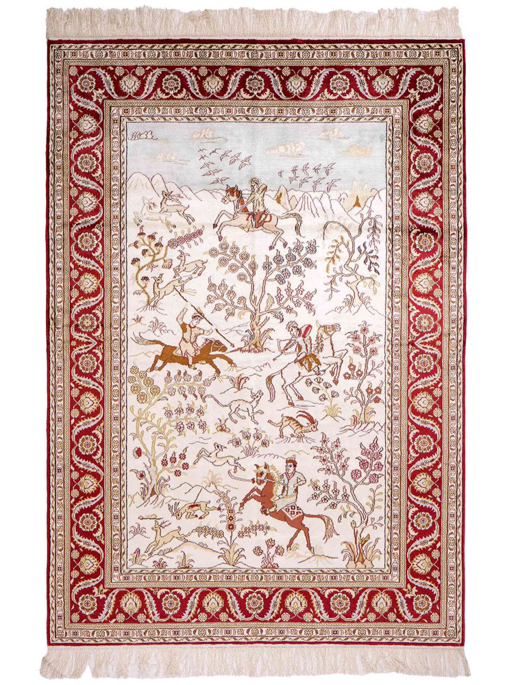 Silk Rug - Chinese Silk - 185 x 124 cm - beige