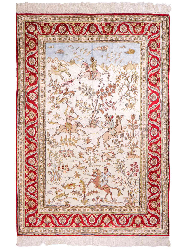 Silk Rug - Chinese Silk - 176 x 124 cm - beige