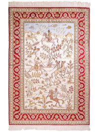 Silk Rug - Chinese Silk - 176 x 124 cm - beige