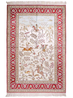 Silk Rug - Chinese Silk - 185 x 126 cm - beige