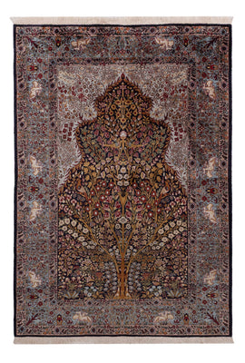 Silk Rug - Kashmir Silk - 185 x 122 cm - dark brown