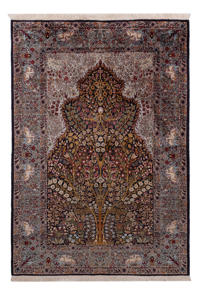 Silk Rug - Kashmir Silk - 185 x 122 cm - dark brown