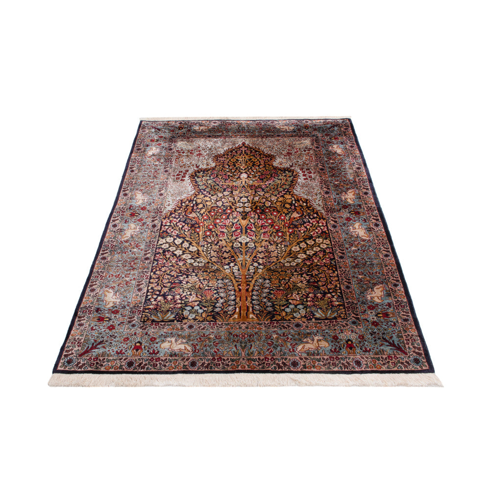 Silk Rug - Kashmir Silk - 185 x 122 cm - dark brown