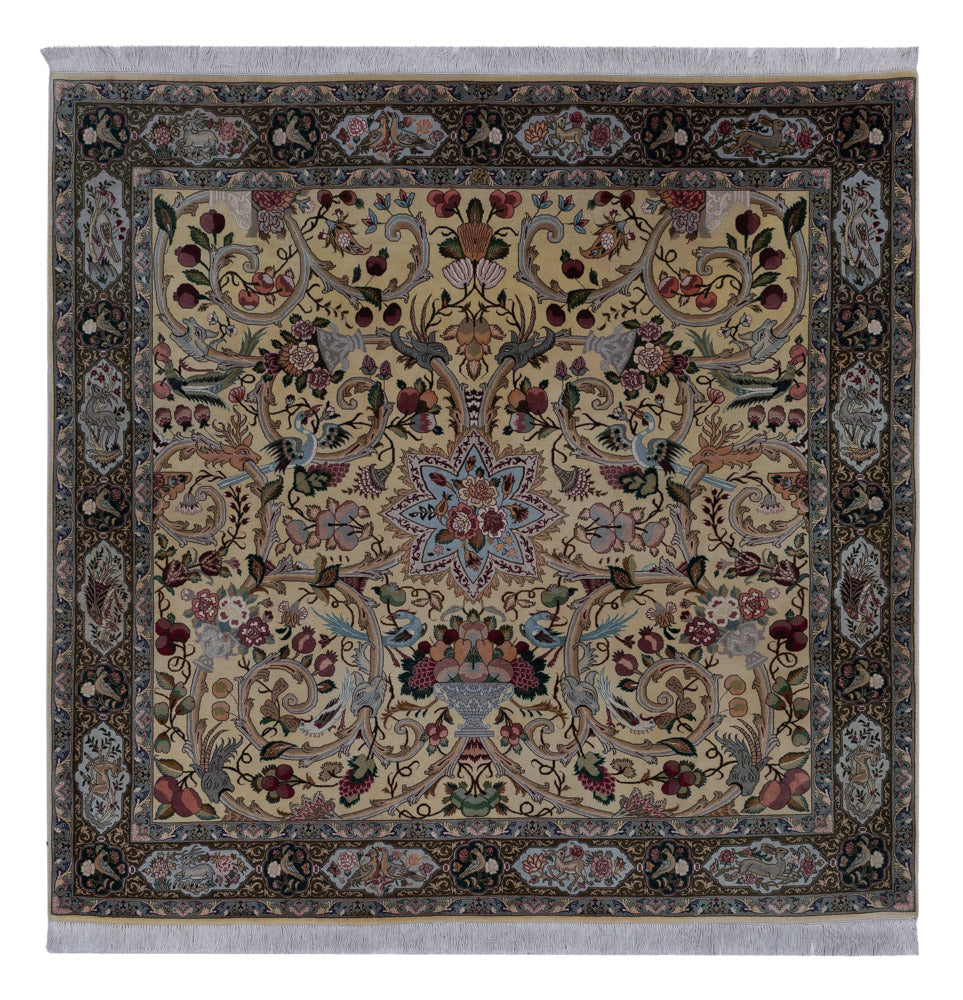 Perserteppich - Täbriz - Royal quadratisch  - 200 x 200 cm - olivgrün