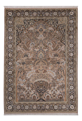 Silk Rug - Kashmir Silk - 188 x 126 cm - dark beige