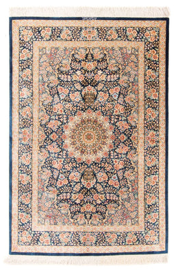 Silk Rug - Ghom Silk - Premium - 152 x 100 cm - dark blue
