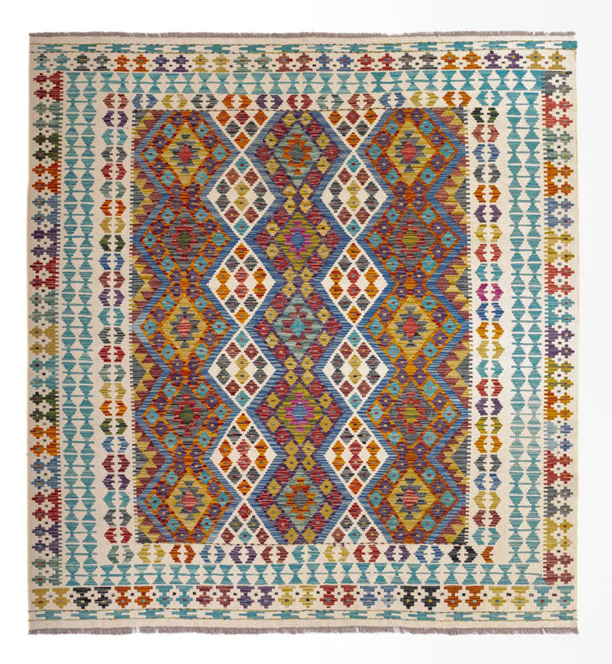 Kelim Rug - Splash square  - 207 x 203 cm - multicolored