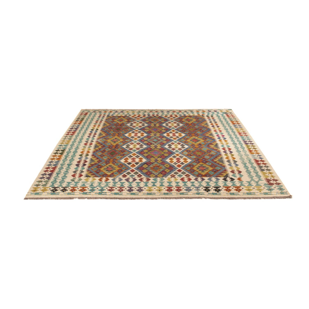 Kelim Rug - Splash square  - 207 x 203 cm - multicolored