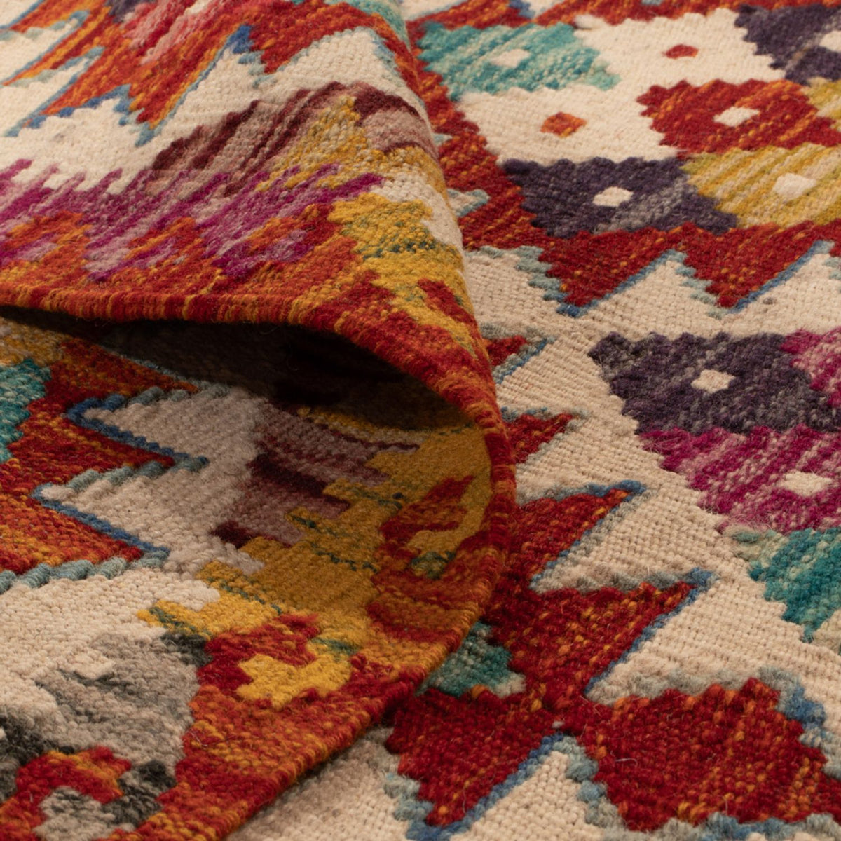 Kelim Rug - Splash square  - 152 x 152 cm - multicolored