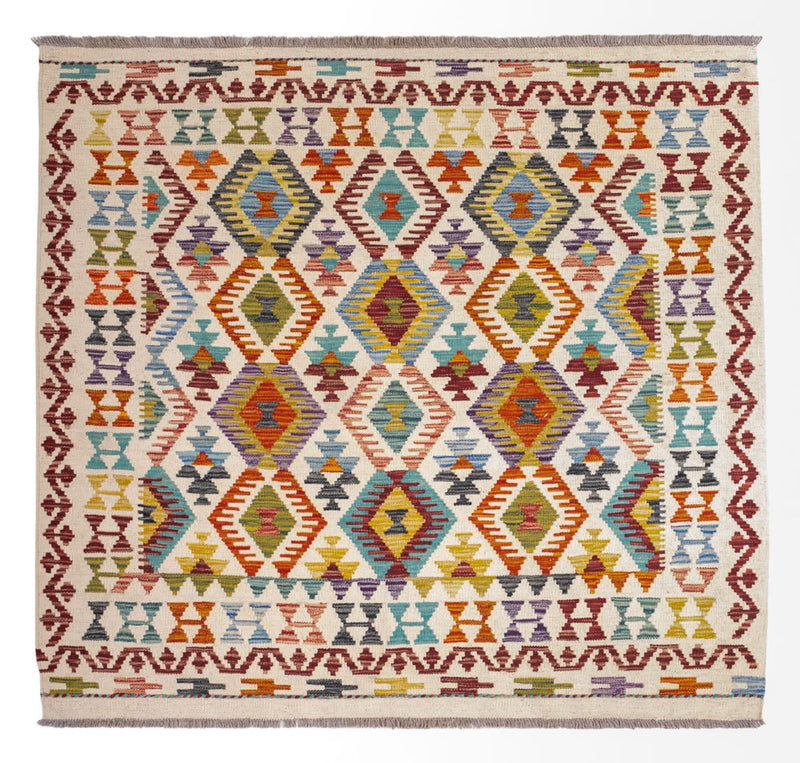 Kelim Rug - Splash square  - 154 x 143 cm - multicolored