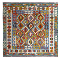 Kelim Rug - Splash square  - 154 x 154 cm - multicolored