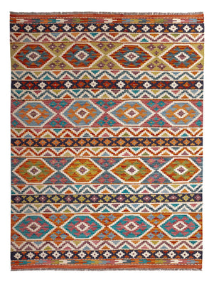 Kelim Rug - Splash - 198 x 152 cm - multicolored
