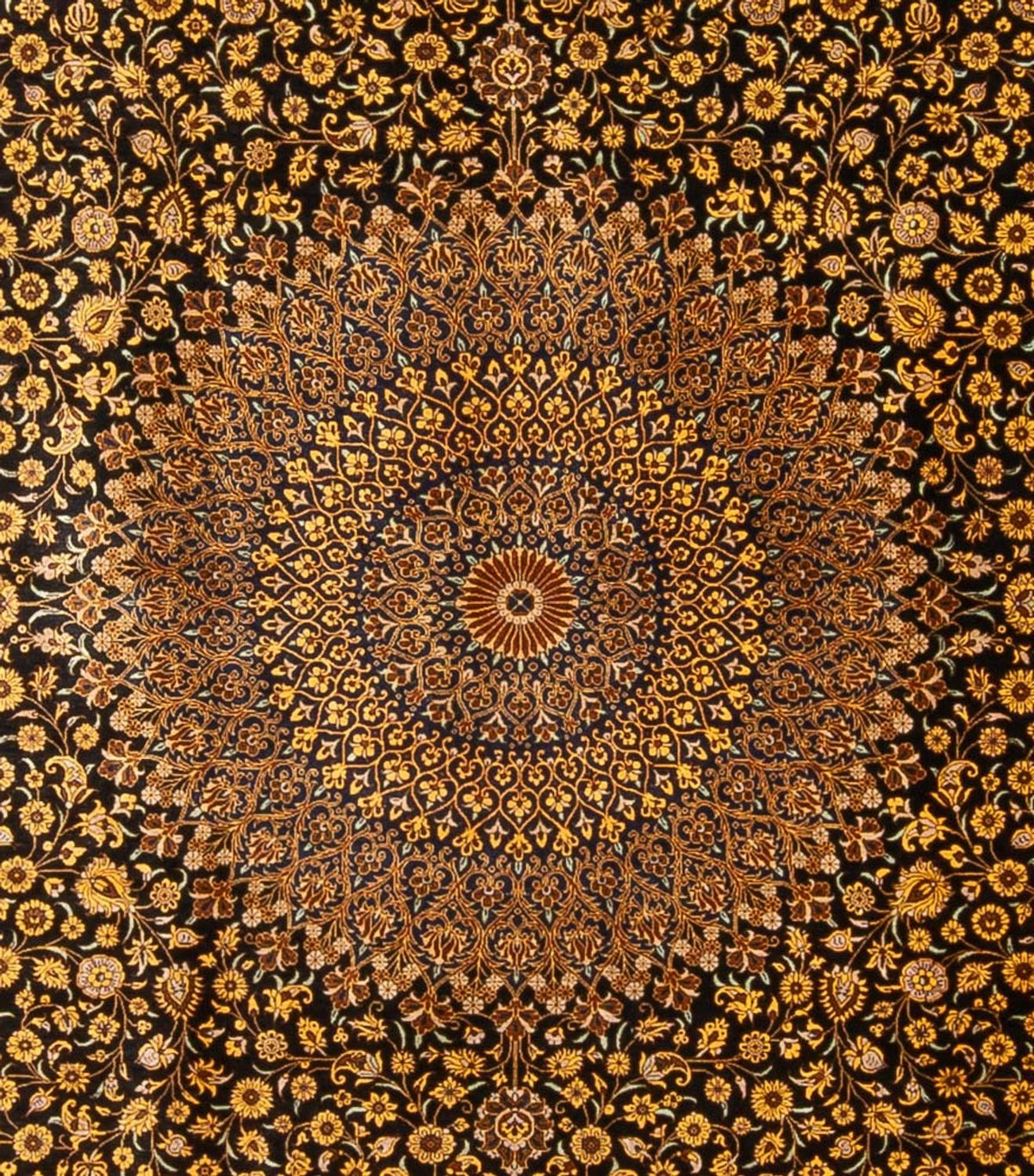 Silk Rug - Ghom Silk - Premium - 353 x 242 cm - black