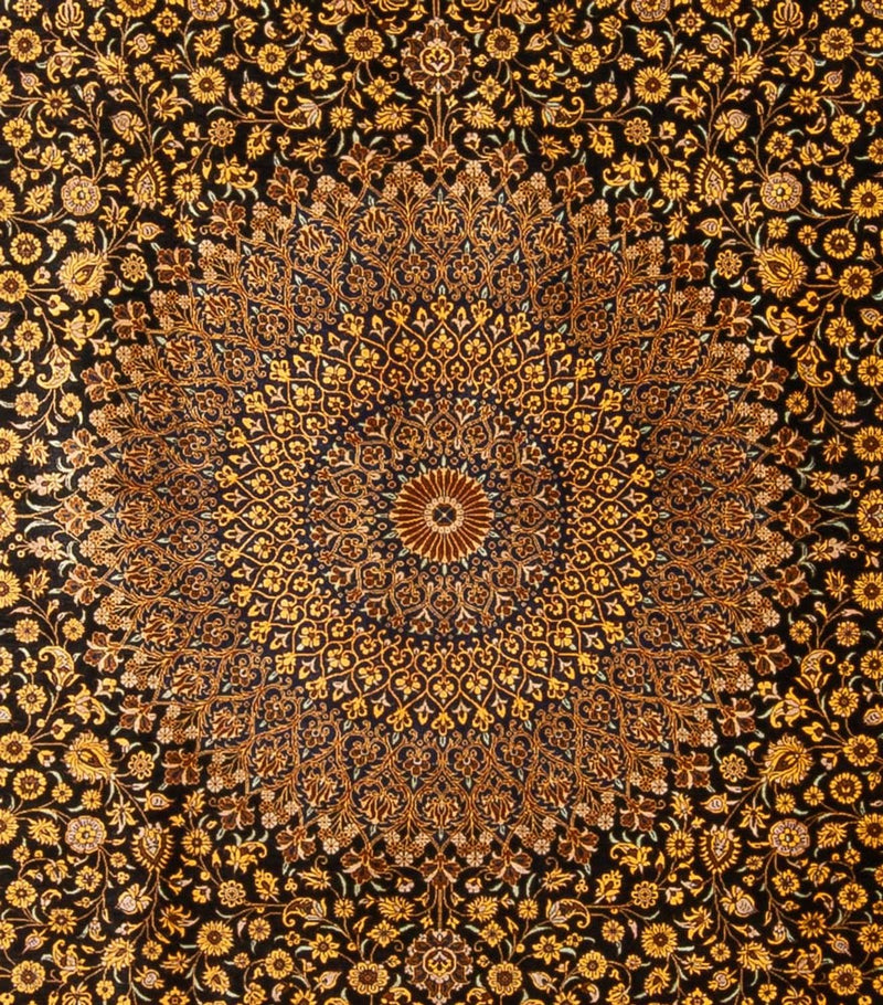 Silk Rug - Ghom Silk - Premium - 353 x 242 cm - black