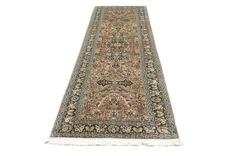 Runner Silk Rug - Kashmir Silk - 278 x 77 cm - red