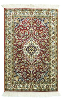 Silk Rug - Kashmir Silk - 95 x 63 cm - red