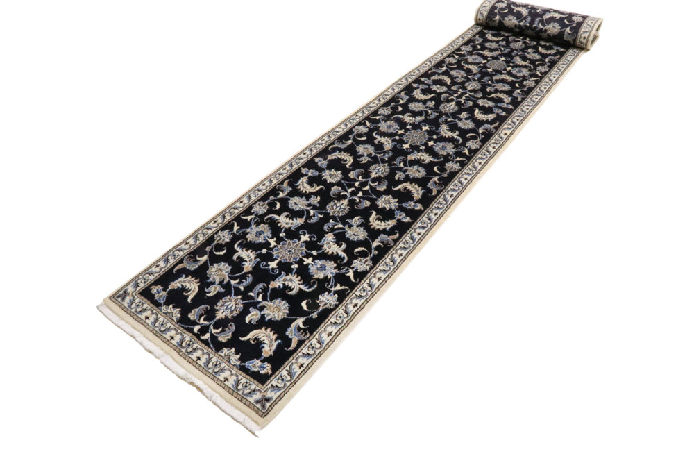 Runner Perser Rug - Nain - 393 x 77 cm - dark blue
